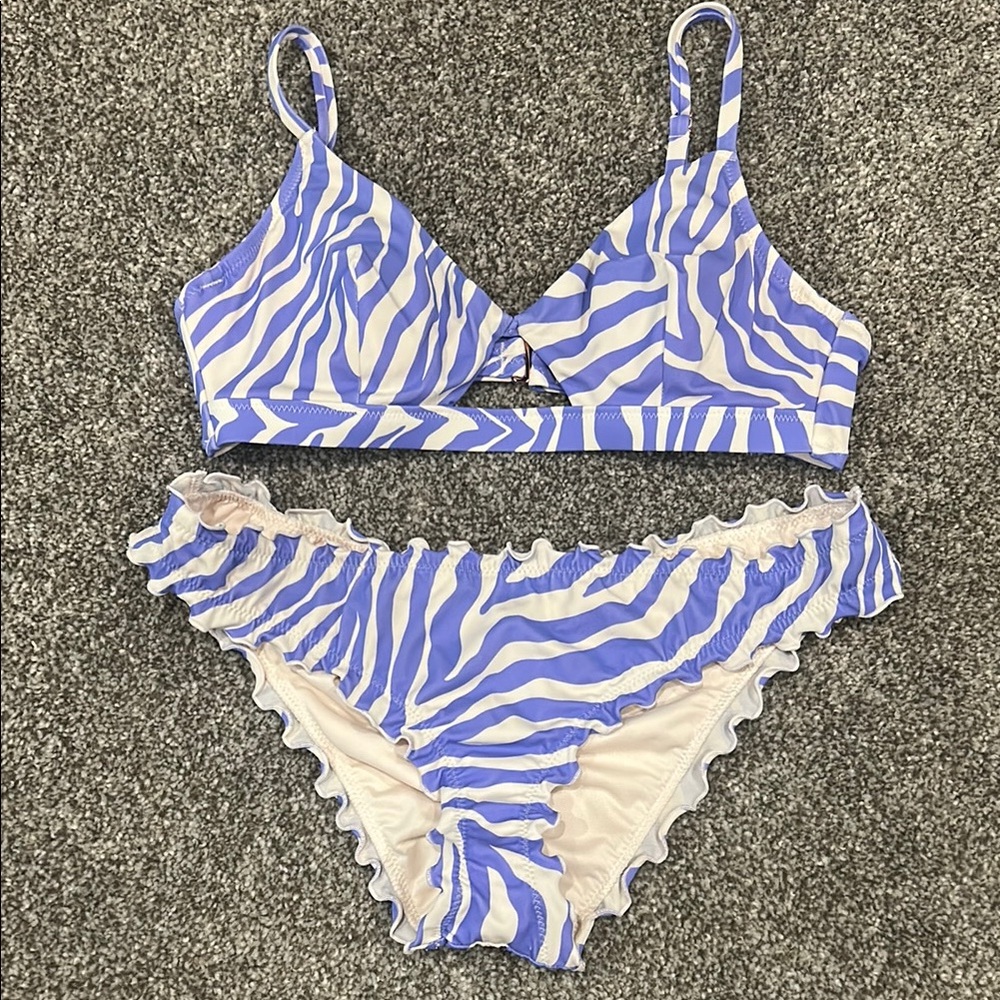 Shade & Shore Lavender and White Zebra Print Bikini